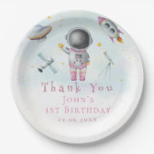 Space Girl Astronaut Raketen ufars Sterne Geburtst Pappteller (Vorderseite)