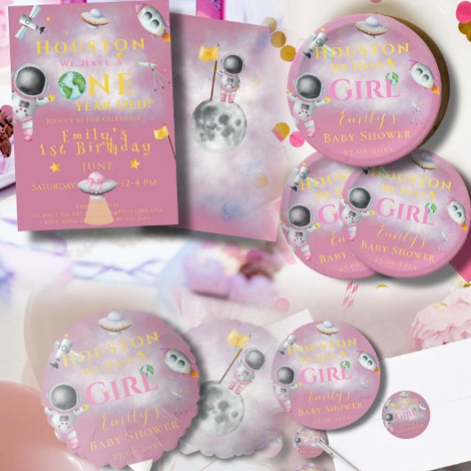 Space Girl Astronaut Raketen ufo stars Kinderdusch Pappteller