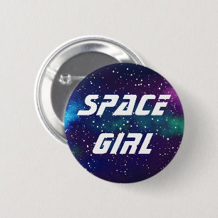 Space Girl Customizable Galaxy Identity Button