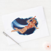 Space Girl Ovaler Aufkleber (Umschlag)