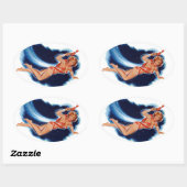 Space Girl Ovaler Aufkleber (Blatt)