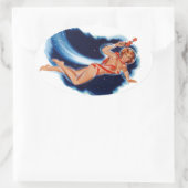 Space Girl Ovaler Aufkleber (Tasche)