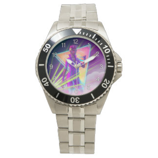 Space Girl Synthwave Cyberpunk Futuristische Kunst Armbanduhr