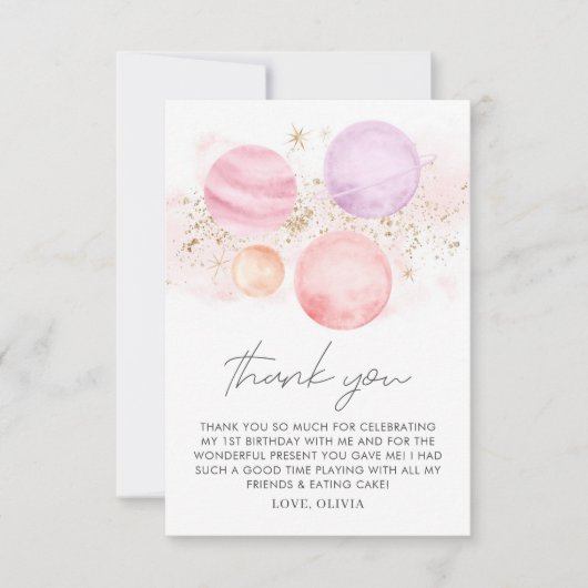 Space Girls Geburtstagswohnung Danke Karte (Vorderseite)