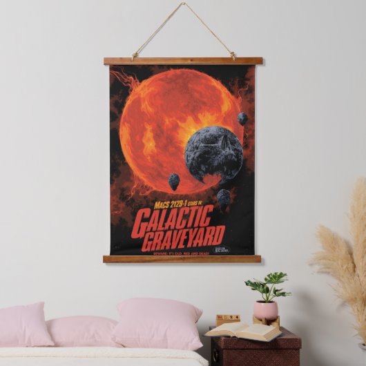 Space Graveyard Halloween Galaxie der Horror Wandteppich Mit Holzrahmen (Schlafzimmer)