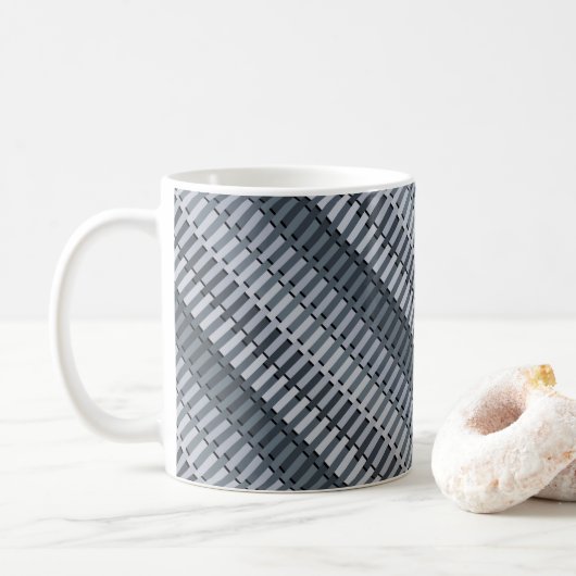 Space Gray Modernes Abstraktes Streifenmuster Kaffeetasse (Mit Donut)