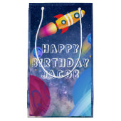 Space Happy Birthday Personalisiert Kleine Geschenktüte (Vorderseite)