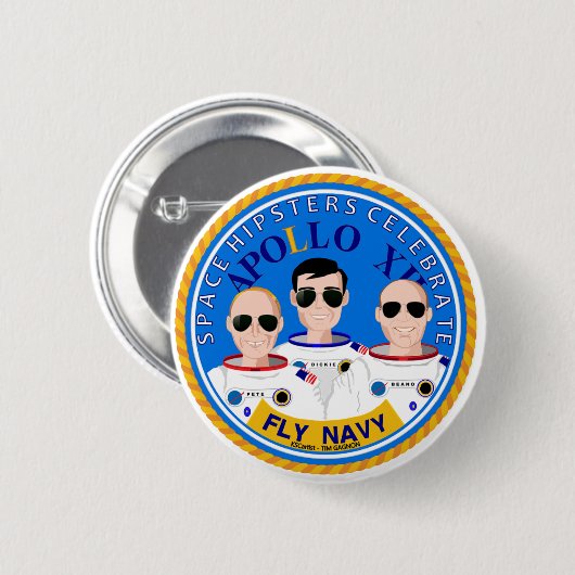 Space Hipsters Apollo 12 Button (Vorne & Hinten)