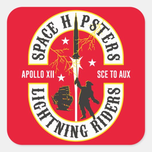 Space Hipsters® Blitzfahrer 3"-Aufkleber Quadratischer Aufkleber (Vorderseite)
