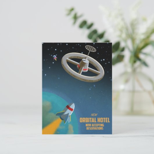Space Hotel Postkarte (Stehend Vorderseite)
