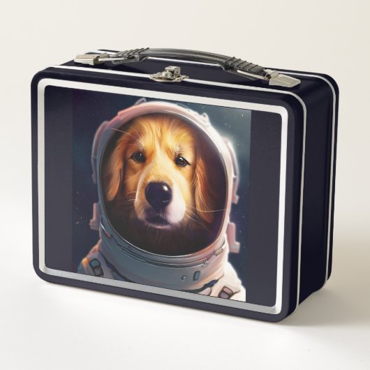 "Space Hund Lunch Box" Metall Brotdose (Vorderseite)