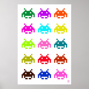 Space Invaders  Kunstdruck. Vintage Retro 80er Poster