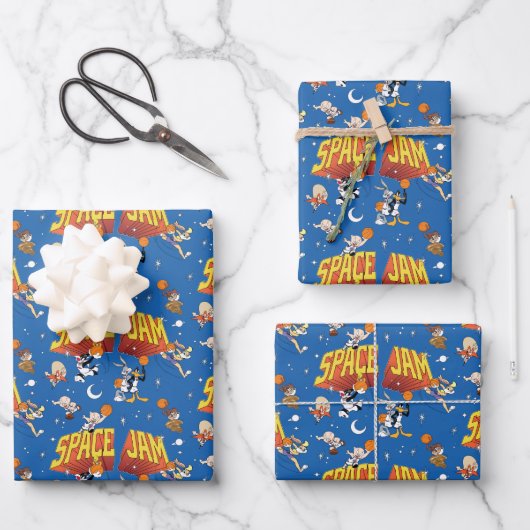 SPACE JAM™ TUNE SQUAD™ Outer Space-Muster Geschenkpapier Set (Vorderseite)