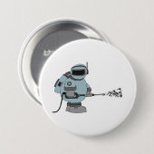 Space Janitor Spraying Stars Sci-Fi Astronaut Button (Vorne & Hinten)