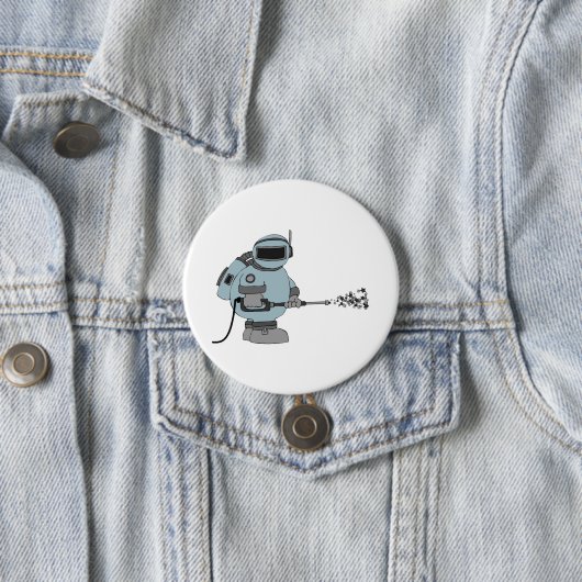Space Janitor Spraying Stars Sci-Fi Astronaut Button (Beispiel)