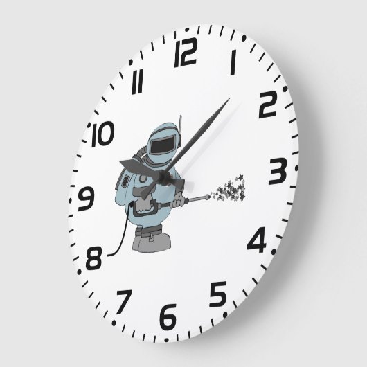 Space Janitor Spraying Stars Sci-Fi Astronaut Große Wanduhr (Winkel)