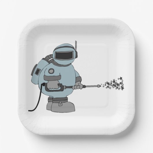Space Janitor Spraying Stars Sci-Fi Astronaut Pappteller (Vorderseite)