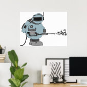 Space Janitor Spraying Stars Sci-Fi Astronaut Poster (Heimbüro)