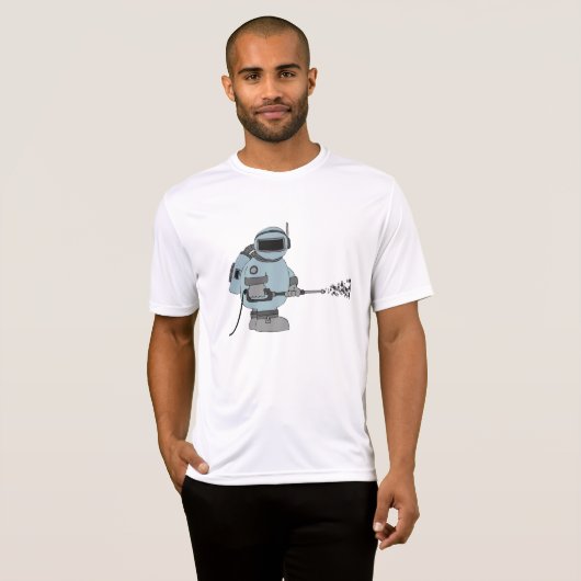 Space Janitor Spraying Stars Sci-Fi Astronaut T-Shirt (Vorne ganz)