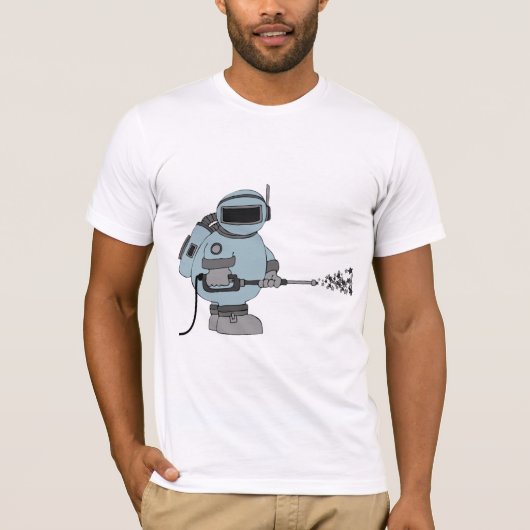 Space Janitor Spraying Stars Sci-Fi Astronaut T-Shirt (Vorderseite)