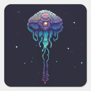 Space Jellyfish Quadratischer Aufkleber