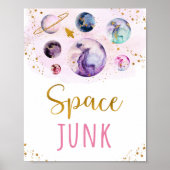 Space Junk Pink Gold Snacks Birthday Sign Poster (Vorne)