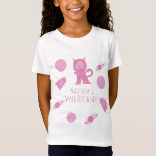 Space Katze Pinke Galaxie Geburtstag T-Shirt