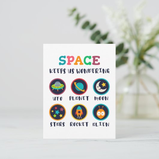 Space keeps us wondering postkarte (Stehend Vorderseite)