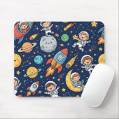 Space Kid-Mausepad – Astronaut-Raketen-Muster Mousepad (Mit Mouse)