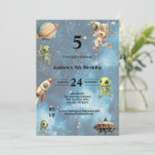 Space Kids Außerirdischen Astronaut Planets Boys G Einladung (Stehend Vorderseite)