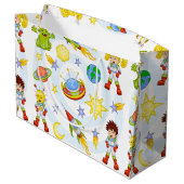 Space Kids Gift Bag Große Geschenktüte (Rückseite Schrägansicht)