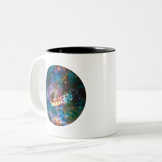 Space Kitten Merge Zweifarbige Tasse (Vorderseite Links)