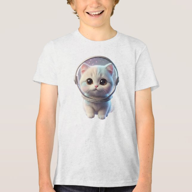 Space Kitty 3D Tri-Blend Shirt (Vorderseite)