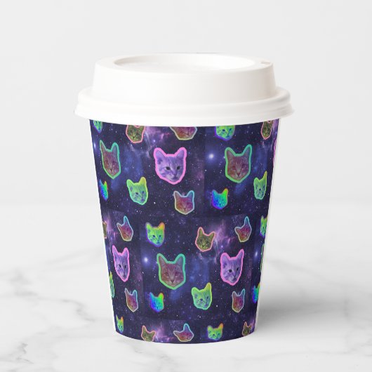 Space Kitty Cat Paper Cup Pappbecher (Vorderseite)