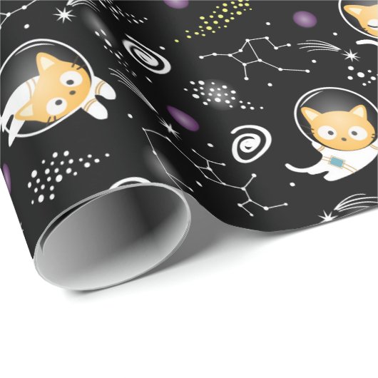 Space Kitty Geschenkpapier (Rolleneckpunkt)