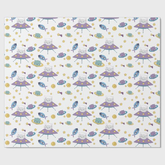 Space Kitty Geschenkpapier (Flach)