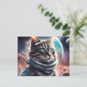 Space Kitty Postkarte (Stehend Vorderseite)