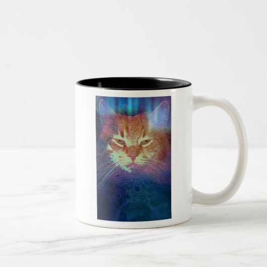 Space Kitty sagt: Lesen Sie meine Augen-Tasse Zweifarbige Tasse (Rechts)