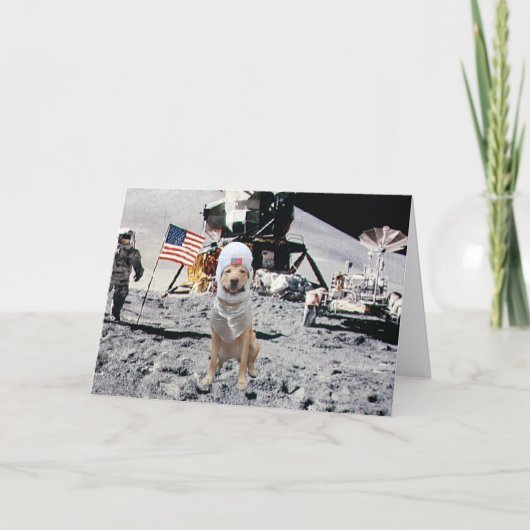 Space Labrador Birthday Karte (Vorderseite)