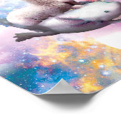 Space Lama Riding Axolotl - Regenbogen Poster (Ecke)