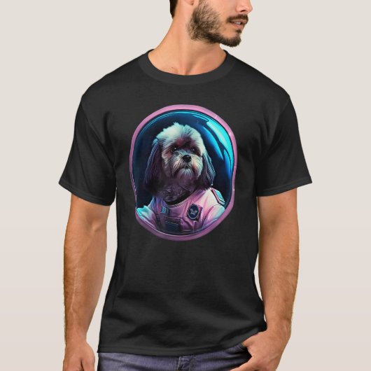 Space Lhasa Apso Dog Mom Dad Lhasa Apso T-Shirt (Vorderseite)