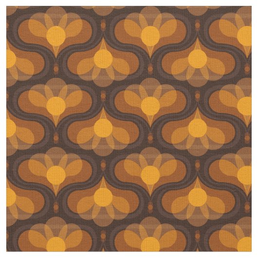 Space Lily Mustard Print Stoff (Nahaufnahme)