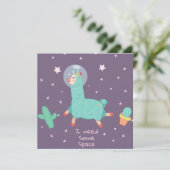 Space Llama Feiertagskarte (Stehend Vorderseite)