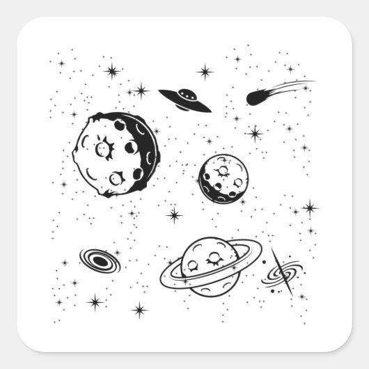 Space Lover Adult Astronomy Hobby Outer Space Quadratischer Aufkleber (Vorderseite)