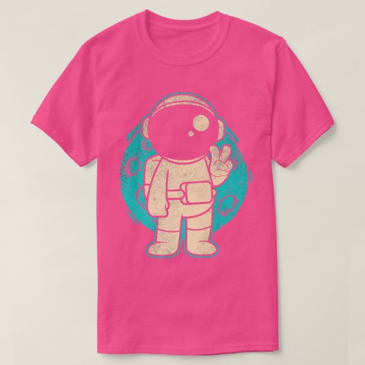 Space Man Astronaut mit Friedenszeichen T-Shirt (Design vorne)