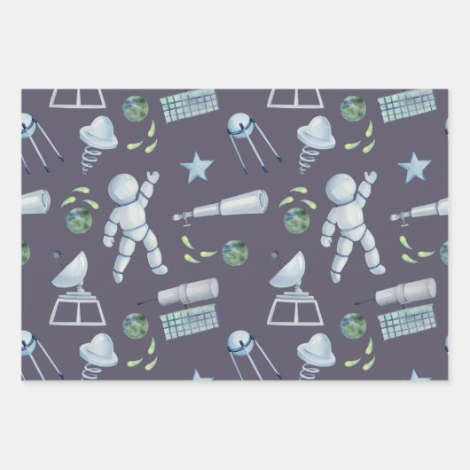 Space Man Geschenkpapier Set (Vorderseite)
