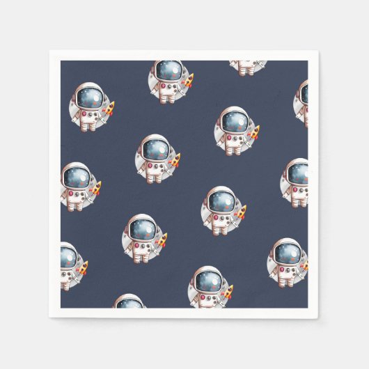 Space Man Rocket Ship Moon Birthday Serviette (Vorderseite)