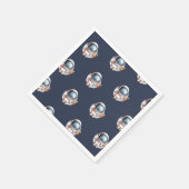 Space Man Rocket Ship Moon Birthday Serviette (Ecke)