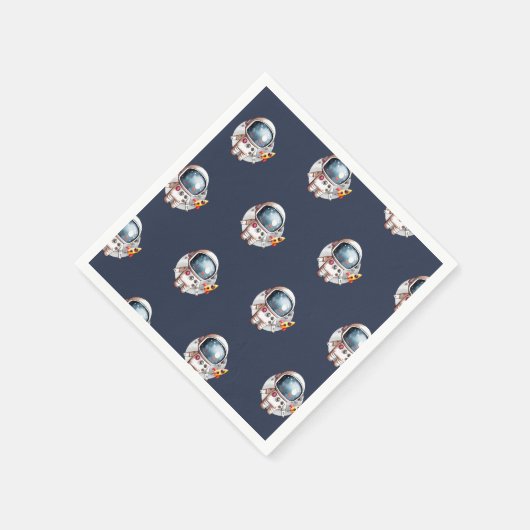 Space Man Rocket Ship Moon Birthday Serviette (Ecke)