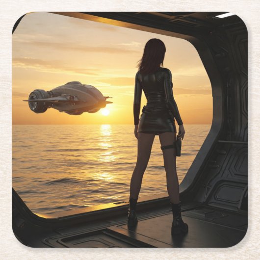 Space Marines 2055 Rechteckiger Pappuntersetzer (Vorderseite)